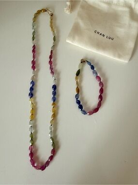 Chan Luu 14k Multicolor Sapphire Necklace & Bracelet Set - Pink